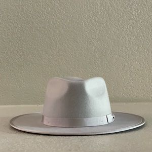 Gray Wide Flat Brim Wool Hat similar to LOC